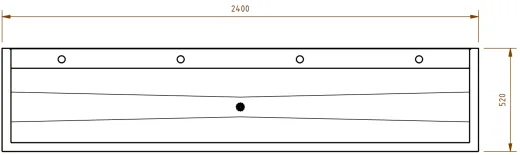DREILICH Waschrinne 405 UB-2400 ohne Schrze Hahnlochbank bodenstehend mit Unterbau geschweite Konstruktion Lnge 2400mm (3502180243)