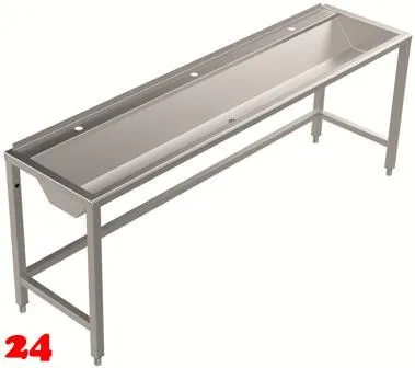 DREILICH Waschrinne 405 UB-2100 ohne Schrze Hahnlochbank bodenstehend mit Unterbau geschweite Konstruktion Lnge 2100mm (3502180242)
