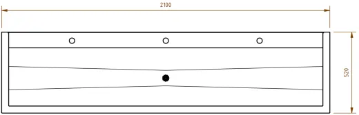 DREILICH Waschrinne 405 UB-2100 ohne Schrze Hahnlochbank bodenstehend mit Unterbau geschweite Konstruktion Lnge 2100mm (3502180242)