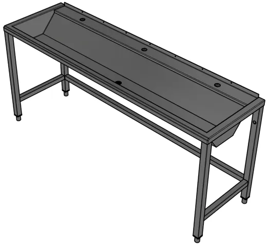 DREILICH Waschrinne 405 UB-1800 ohne Schrze Hahnlochbank bodenstehend mit Unterbau geschweite Konstruktion Lnge 1800mm (3502180241)
