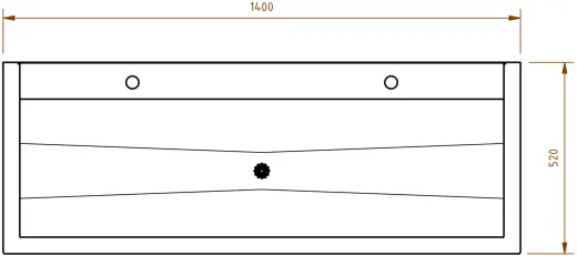 DREILICH Waschrinne 405 UB-1400 ohne Schrze Hahnlochbank bodenstehend mit Unterbau geschweite Konstruktion Lnge 1400mm (3502180239)