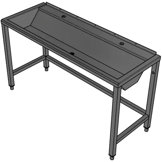 DREILICH Waschrinne 405 UB-1400 ohne Schrze Hahnlochbank bodenstehend mit Unterbau geschweite Konstruktion Lnge 1400mm (3502180239)