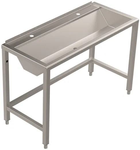 DREILICH Waschrinne 405 UB-1200 ohne Schrze Hahnlochbank bodenstehend mit Unterbau geschweite Konstruktion Lnge 1200mm (3502180238)