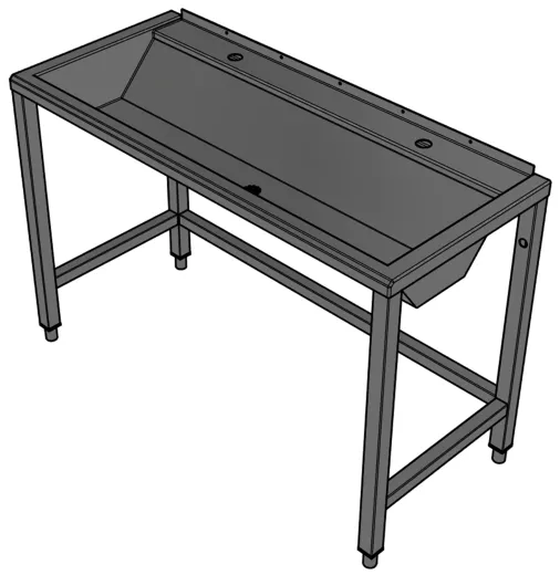 DREILICH Waschrinne 405 UB-1200 ohne Schrze Hahnlochbank bodenstehend mit Unterbau geschweite Konstruktion Lnge 1200mm (3502180238)