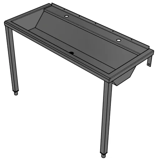 DREILICH Waschrinne 405 WF-1200 ohne Schrze mit Hahnlochbank wandhngend mit Winkelfen geschweite Konstruktion Lnge 1200mm (3502180210)