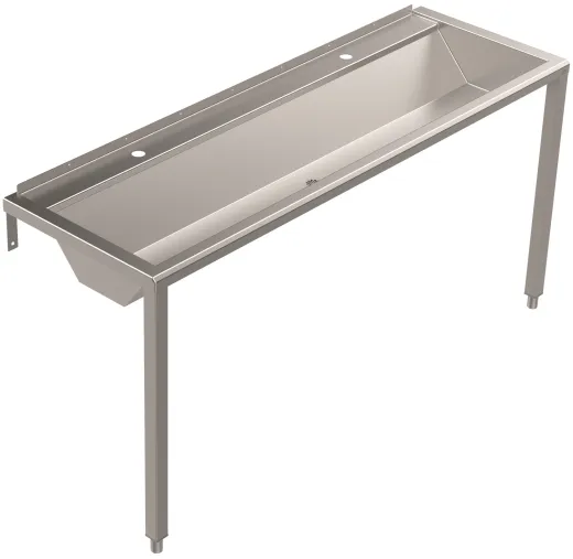 DREILICH Waschrinne 405 WF-1600 ohne Schrze mit Hahnlochbank wandhngend mit Winkelfen geschweite Konstruktion Lnge 1600mm (3502180212)