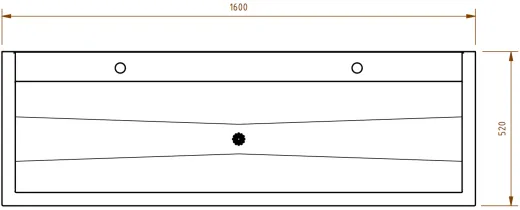 DREILICH Waschrinne 405 WF-1600 ohne Schrze mit Hahnlochbank wandhngend mit Winkelfen geschweite Konstruktion Lnge 1600mm (3502180212)
