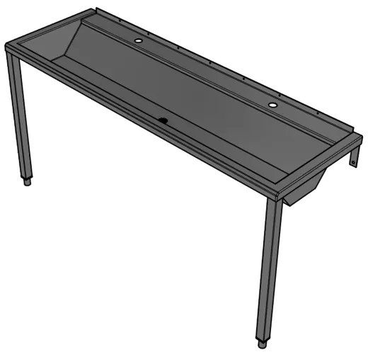 DREILICH Waschrinne 405 WF-1600 ohne Schrze mit Hahnlochbank wandhngend mit Winkelfen geschweite Konstruktion Lnge 1600mm (3502180212)