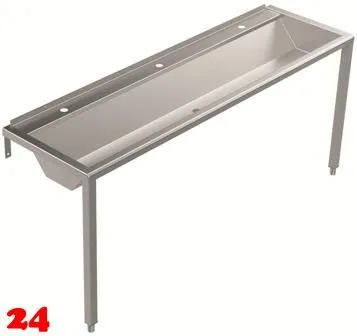 DREILICH Waschrinne 405 WF-1800 ohne Schrze mit Hahnlochbank wandhngend mit Winkelfen geschweite Konstruktion Lnge 1800mm (3502180213)