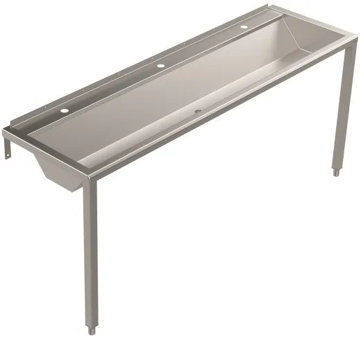 DREILICH Waschrinne 405 WF-1800 ohne Schrze mit Hahnlochbank wandhngend mit Winkelfen geschweite Konstruktion Lnge 1800mm (3502180213)