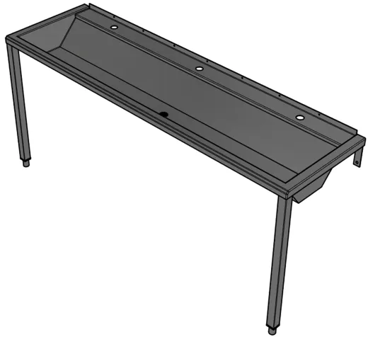 DREILICH Waschrinne 405 WF-1800 ohne Schrze mit Hahnlochbank wandhngend mit Winkelfen geschweite Konstruktion Lnge 1800mm (3502180213)