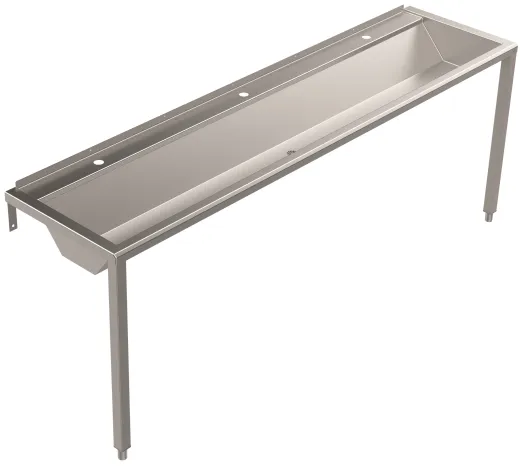 DREILICH Waschrinne 405 WF-2100 ohne Schrze mit Hahnlochbank wandhngend mit Winkelfen geschweite Konstruktion Lnge 2100mm (3502180214)