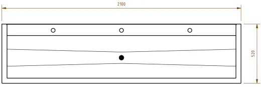 DREILICH Waschrinne 405 WF-2100 ohne Schrze mit Hahnlochbank wandhngend mit Winkelfen geschweite Konstruktion Lnge 2100mm (3502180214)