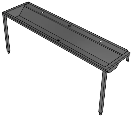 DREILICH Waschrinne 405 WF-2100 ohne Schrze mit Hahnlochbank wandhngend mit Winkelfen geschweite Konstruktion Lnge 2100mm (3502180214)