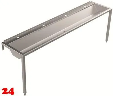 DREILICH Waschrinne 405 WF-2400 ohne Schrze mit Hahnlochbank wandhngend mit Winkelfen geschweite Konstruktion Lnge 2400mm (3502180215)