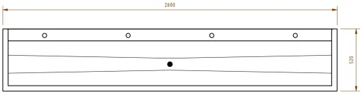 DREILICH Waschrinne 405 WF-2800 ohne Schrze mit Hahnlochbank wandhngend mit Winkelfen geschweite Konstruktion Lnge 2800mm (3502180216)