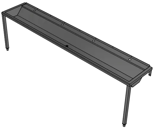 DREILICH Waschrinne 405 WF-2800 ohne Schrze mit Hahnlochbank wandhngend mit Winkelfen geschweite Konstruktion Lnge 2800mm (3502180216)