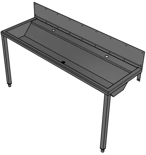 DREILICH Waschrinne 405SW WF-1600 ohne Schrze mit Spritzwand HLB wandhngend mit Winkelfen geschweite Konstruktion Lnge 1600mm (3502180219)