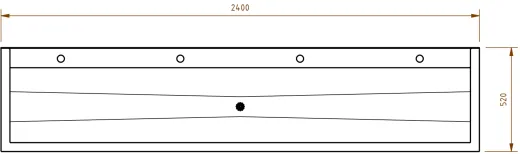 DREILICH Waschrinne 405SW WF-2400 ohne Schrze mit Spritzwand HLB wandhngend mit Winkelfen geschweite Konstruktion Lnge 2400mm (3502180222)