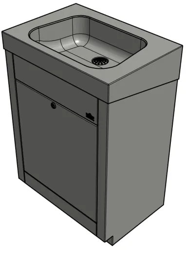 DREILICH Einzelwaschtisch 310S mit Unterschrank ohne Hahnlochbohrung bodenstehende verdeckte Montage an der Wand (3502180059)