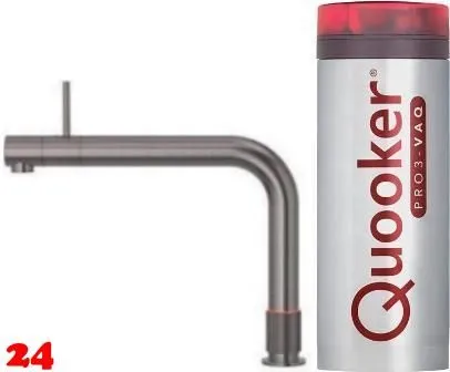 QUOOKER FRONT VAQ PRO3 Einhebelmischer Gunmetal PVD & 100C Armatur Kochendwasserhahn (PRO3FTGME)