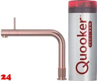 QUOOKER FRONT VAQ PRO3 Einhebelmischer Kupfer Rose' PVD & 100C Armatur Kochendwasserhahn (PRO3FTRCO)