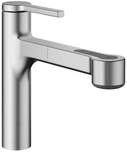 KWC Kchenarmatur Ava 2.0 10.461.032.177FL Einhebelmischer Brushed Steel mit Zugauslauf und Brausefunktion (125366)