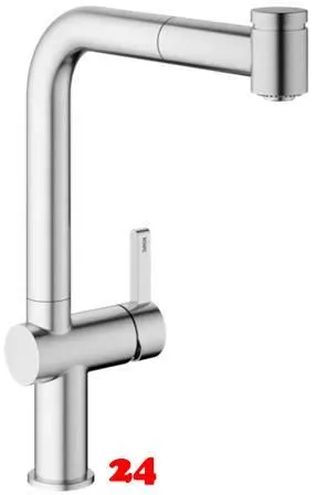 KWC Kchenarmatur Bevo E 10.531.003.700FL Einhebelmischer Edelstahl massiv mit Zugauslauf und Brausefunktion (125354)