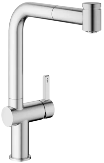 KWC Kchenarmatur Bevo E 10.531.003.700FL Einhebelmischer Edelstahl massiv mit Zugauslauf und Brausefunktion (125354)