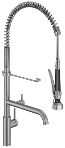 KWC Kchenarmatur Bistro E 10.581.144.700FL Einhebelmischer Edelstahl massiv mit Festauslauf und Geschirrwaschbrause (125696)
