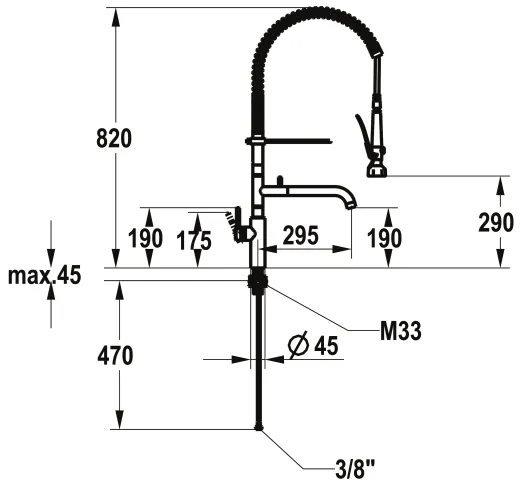 KWC Kchenarmatur Bistro E 10.581.144.700FL Einhebelmischer Edelstahl massiv mit Festauslauf und Geschirrwaschbrause (125696)