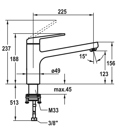 KWC Kchenarmatur Domo 6.0 10.661.523.000FL Einhebelmischer Chrom mit Festauslauf (125480)