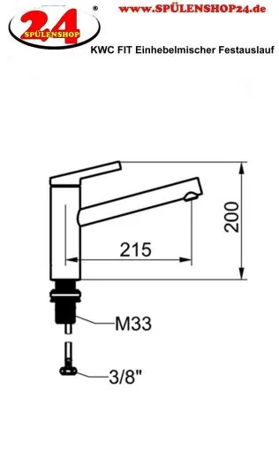 KWC Kchenarmatur FIT 10.541.022.176FL Einhebelmischer Matt Black mit Festauslauf (125571)