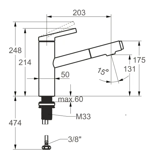 KWC Kchenarmatur FIT 10.541.032.000FL Einhebelmischer Chrom mit Zugauslauf und Brausefunktion (125572)