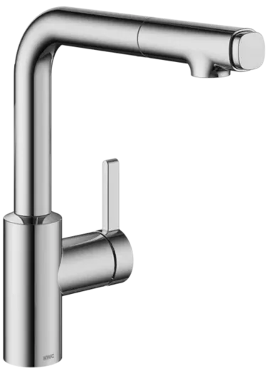 KWC Kchenarmatur FIT 10.541.002.000FL Einhebelmischer Chrom mit Zugauslauf und Brausefunktion Griffposition rechts (125576)