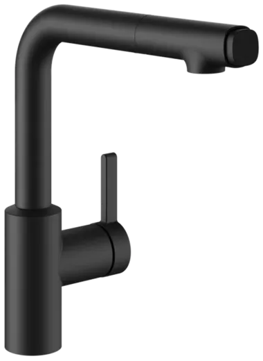 KWC Kchenarmatur FIT 10.541.002.176FL Einhebelmischer Matt Black mit Zugauslauf und Brausefunktion Griffposition rechts (125577)