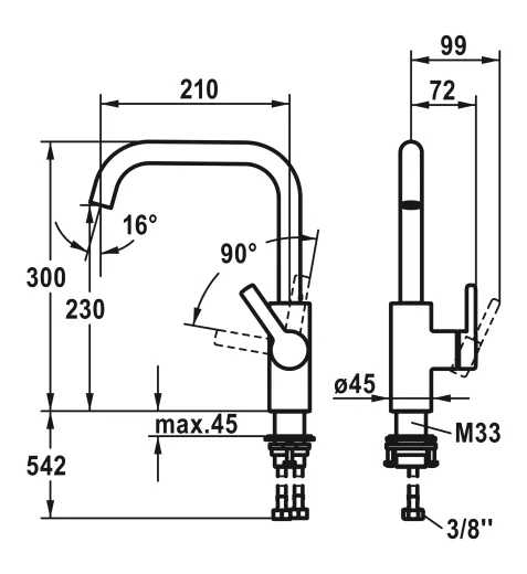 KWC Kchenarmatur Luna-E 10.441.013.176FL Einhebelmischer Matt Black mit Festauslauf (125132)