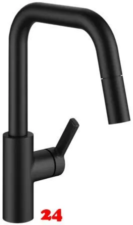 KWC Kchenarmatur Luna-E 10.441.004.176FL Einhebelmischer Matt Black mit Zugauslauf und Brausefunktion Griffposition rechts (125134)