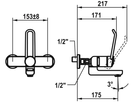 KWC Vita Pro 2.0 11.522.202.000 WA Einhebelmischer Waschtisch Chrom Wandarmatur geeignet Medizinischer Bereich (125232)