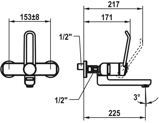 KWC Vita Pro 2.0 11.522.203.000 WA Einhebelmischer Waschtisch Chrom Wandarmatur geeignet Medizinischer Bereich (125233)
