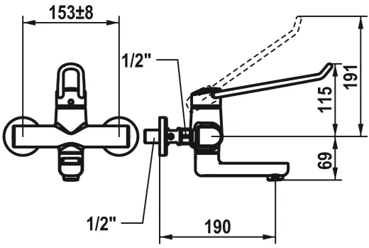 KWC Vita Pro 2.0 11.522.102.000LL WA Einhebelmischer Waschtisch Chrom Wandarmatur geeignet Medizinischer Bereich (125236)