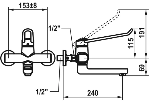 KWC Vita Pro 2.0 11.522.103.000LL WA Einhebelmischer Waschtisch Chrom Wandarmatur geeignet Medizinischer Bereich (125237)