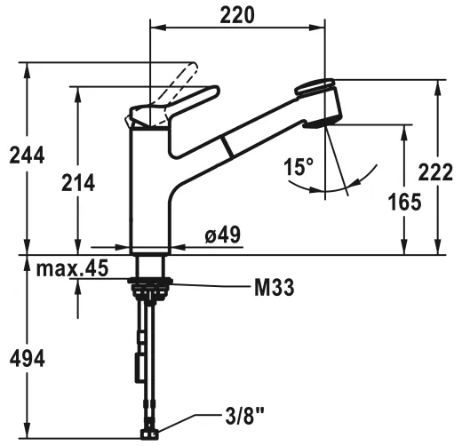 KWC Kchenarmatur Wamas 2.0 10.471.032.000FL Einhebelmischer Chrom mit Zugauslauf und Brausefunktion (125178)