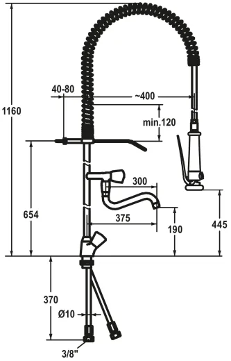 KWC Gastro CR K.24.41.63.000C06-SB Zweigriffmischer Gewerbe mit Pendelbrause fr die Profikche (125440)
