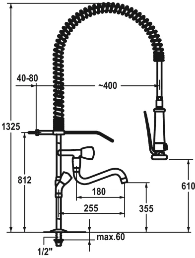 KWC Gastro CR K.24.42.61.000C71-SB Zweigriffmischer Gewerbe mit Pendelbrause fr die Profikche (112788)