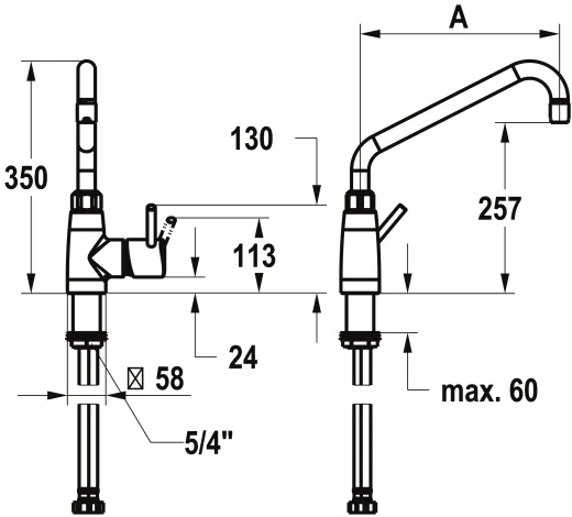 KWC Gastro E 24.561.044.700FL-A300 Einhebelmischer Gastroarmatur / Gewerbearmatur Edelstahl massiv V4A (316) fr die Profikche (125565)