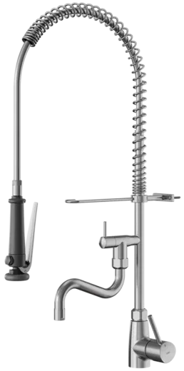 KWC Gastro E 24.561.144.700FL-A200-SB Gastroarmatur mit Pendelbrause Edelstahl massiv V4A (316) fr die Profikche (125567)