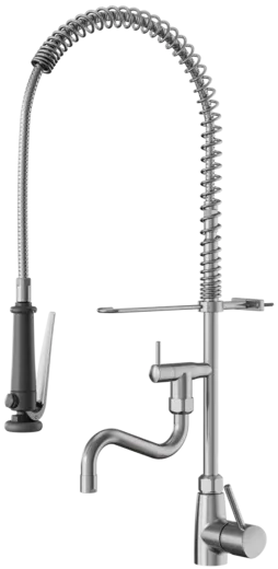 KWC Gastro E 24.561.146.700FL-A300-SB Gastroarmatur mit Pendelbrause Edelstahl massiv V4A (316) fr die Profikche (125568)