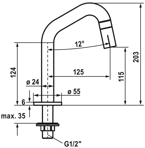 KWC ESM 25.001.011.700 Eingriff Standventil Edelstahl massiv Gewerbearmatur fr das Objekt (125328)