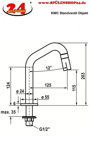 KWC ESM 25.001.011.751 Eingriff Standventil Industrial Black Gewerbearmatur fr das Objekt (125329)
